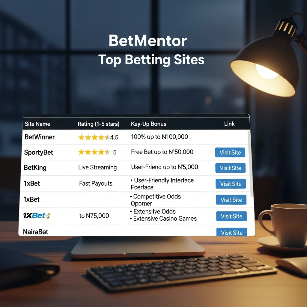 Infographic table comparing BetMentor top betting sites based on key performance factors and trust scores