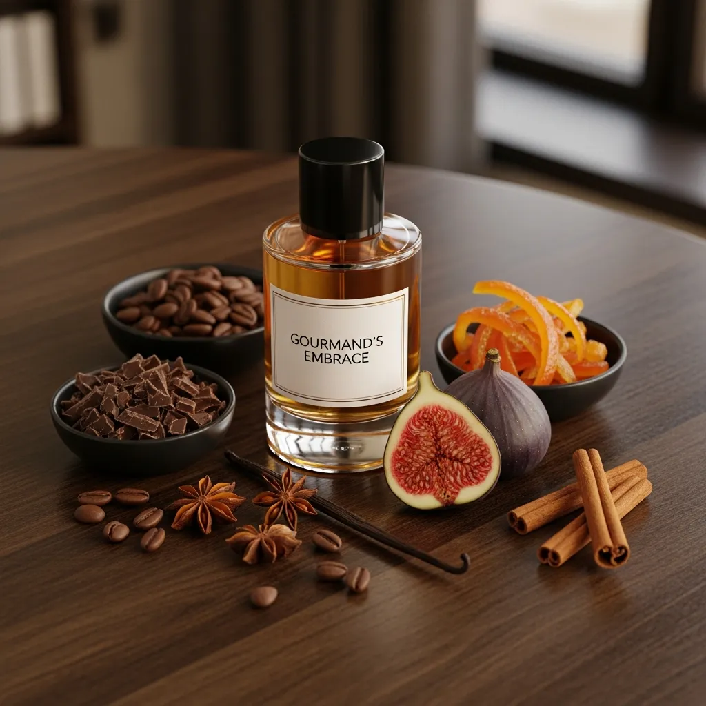 Infographic illustrating why gourmand lovers adore this fragrance, featuring sweet dessert-inspired scent notes like vanilla, caramel, chocolate, coffee, and warm spices, with luxurious perfume bottles, sensory appeal, and cozy indulgent aroma visuals.