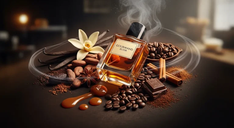 Infographic illustrating why gourmand lovers adore this fragrance, featuring sweet dessert-inspired scent notes like vanilla, caramel, chocolate, coffee, and warm spices, with luxurious perfume bottles, sensory appeal, and cozy indulgent aroma visuals.